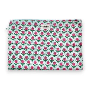 Quiltet laptop cover med blomster Mint