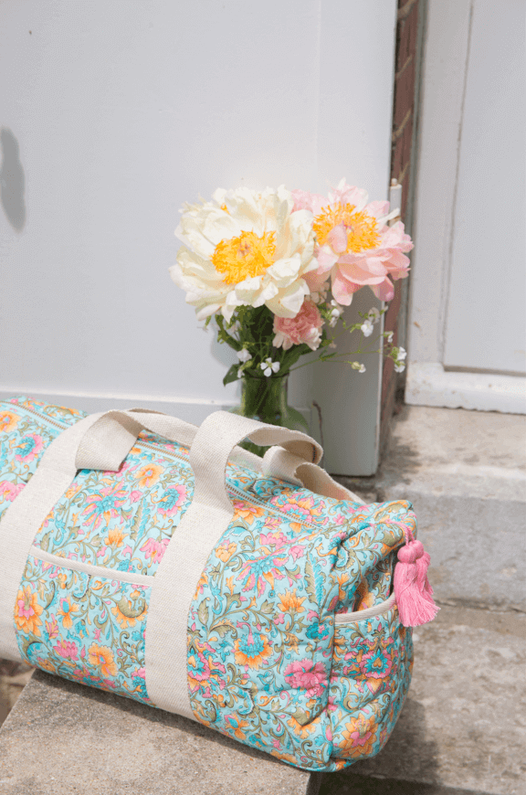 Quiltet taske med blomster print
